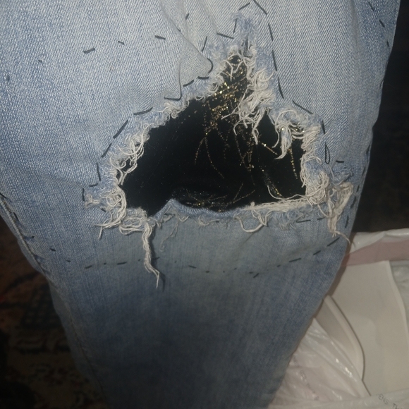 Torrid 20R Women's Flare Jeans with Heart and Leopard Patches - Picture 7 of 9